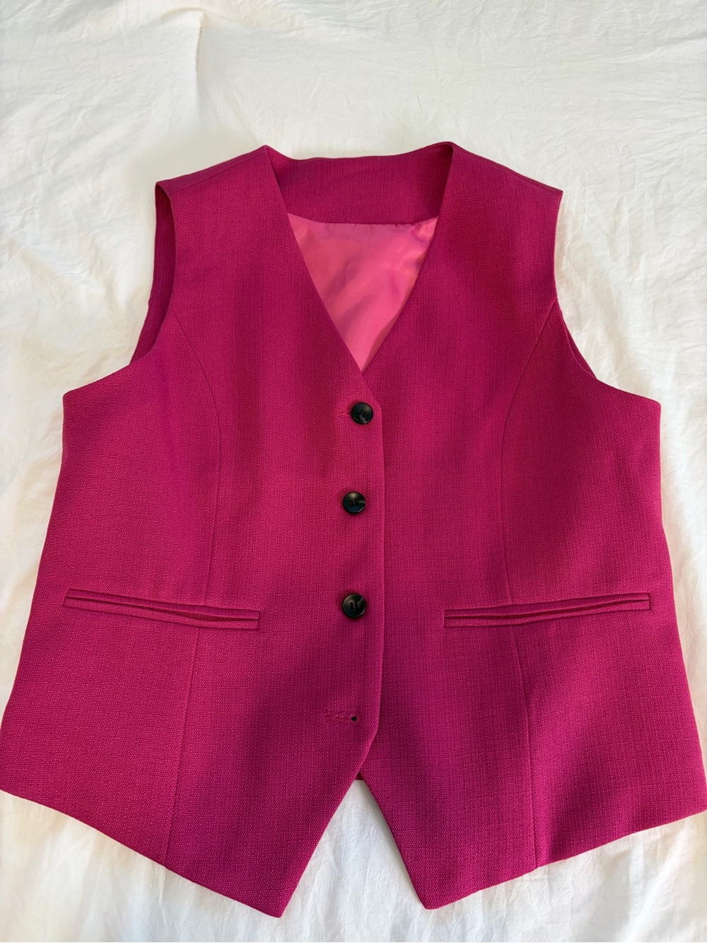 Fuchsia Tailored Sleeveless Vest